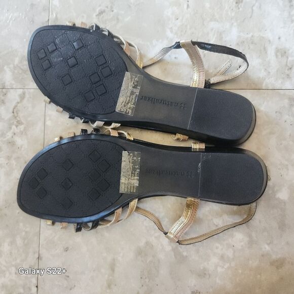 Naturalizee N5 Comfort flat strappy Black, tan & gold sandles - Picture 8 of 9